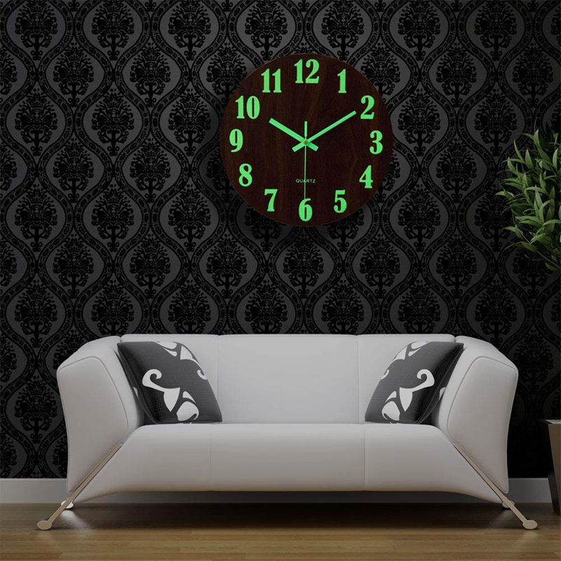 12 tuuman yövalotoiminto puinen seinäkello vintage rustiikkinen maalaistyylinen toscanalaistyyli keittiöön toimistoon kotiin äänettömästi ja kivuttomasti