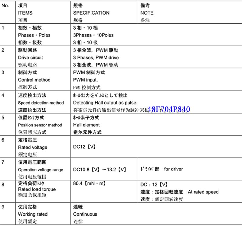 DC12V PWM brushless external rotor fan motor 48F704P840