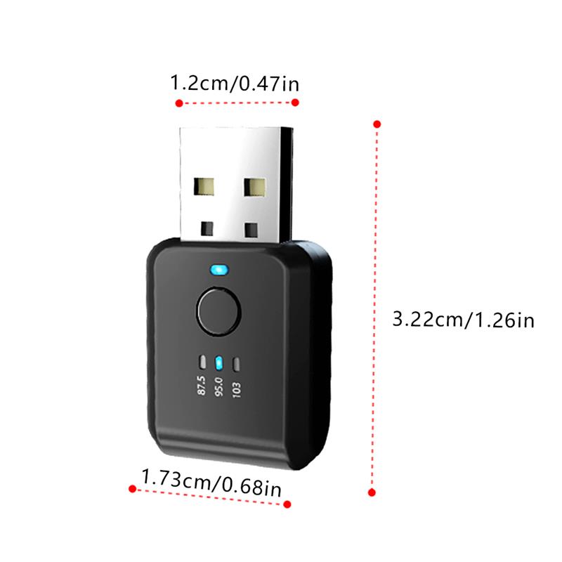 Car wireless bluetooth  v 5,1 transmitter usb  dc 5v fast adapter  fm 95,0 mhz mobile phone hands-free call converter car