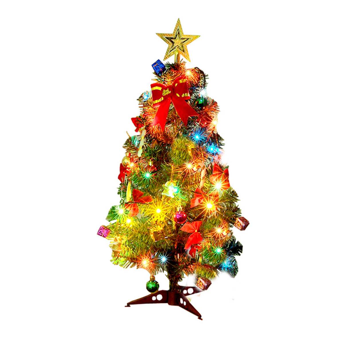 60Cm Mini Kerstboom Met Verlichting Kleine Accessoires Bow Bells Pine Cone Kerst Desktop Jaar Decoraties: 60CM