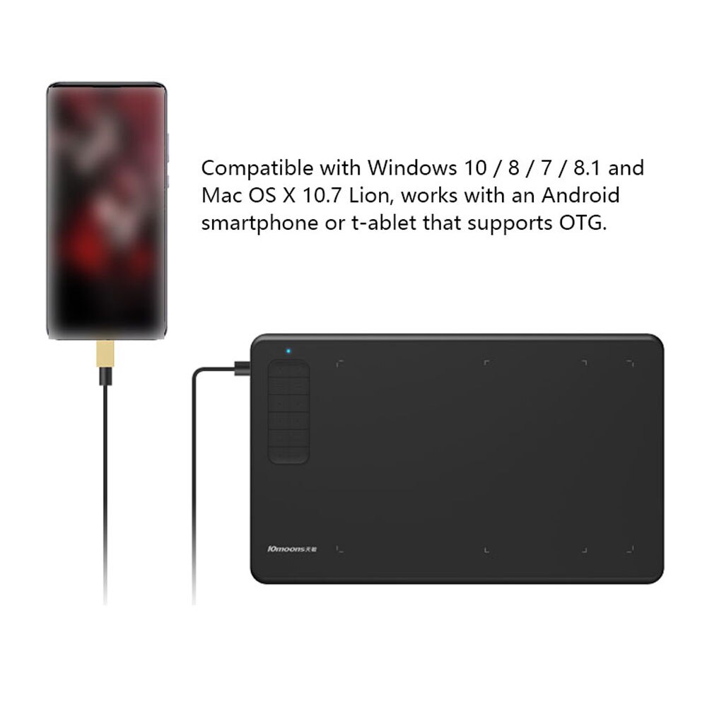 10moons G12 Graphics Drawing Tablet Ultralight 9.45 x 6 Inches Compatible with Windows Android OTG for Drawing 8192 Level