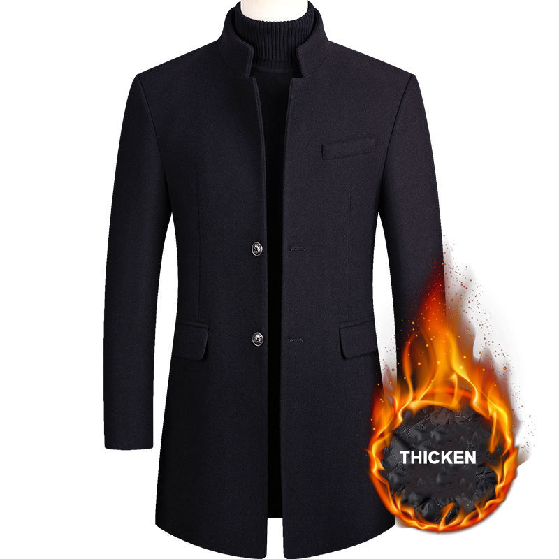 Casacos de inverno de misturas de lã para homens, casaco grosso de alta qualidade de lã, roupa de exterior af2811