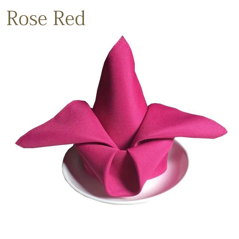 1Pc Cloth Napkin Polyester Table Napkins Restaurant Dinner Wedding Table Napkins Banquet Decor Supplies Party Decoration: Rose Red