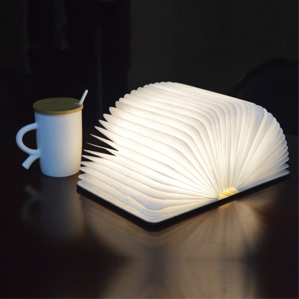 Houten Gezicht Boek Lamp Usb Oplaadbare Led Booklamp Magnetische 3 Kleur Opvouwbare Night Boek Licht Bureaulamp Home Decor