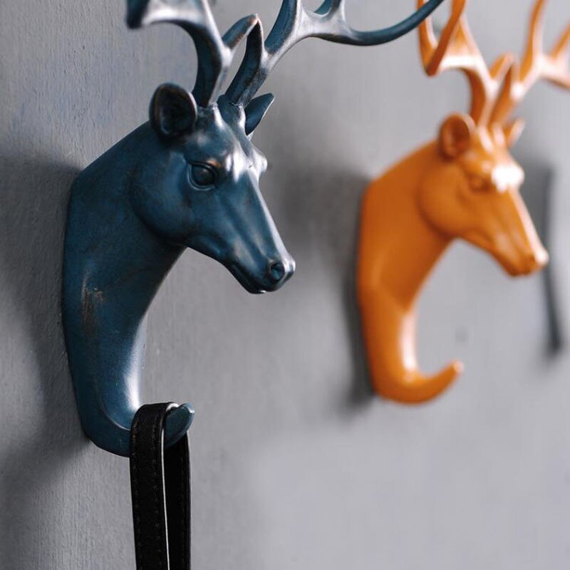 Amerikaanse stijl decoratieve haak dier hertenkop model wandhaak kapstok wanddecoratie sleutel opbergrek deurhaak 04286