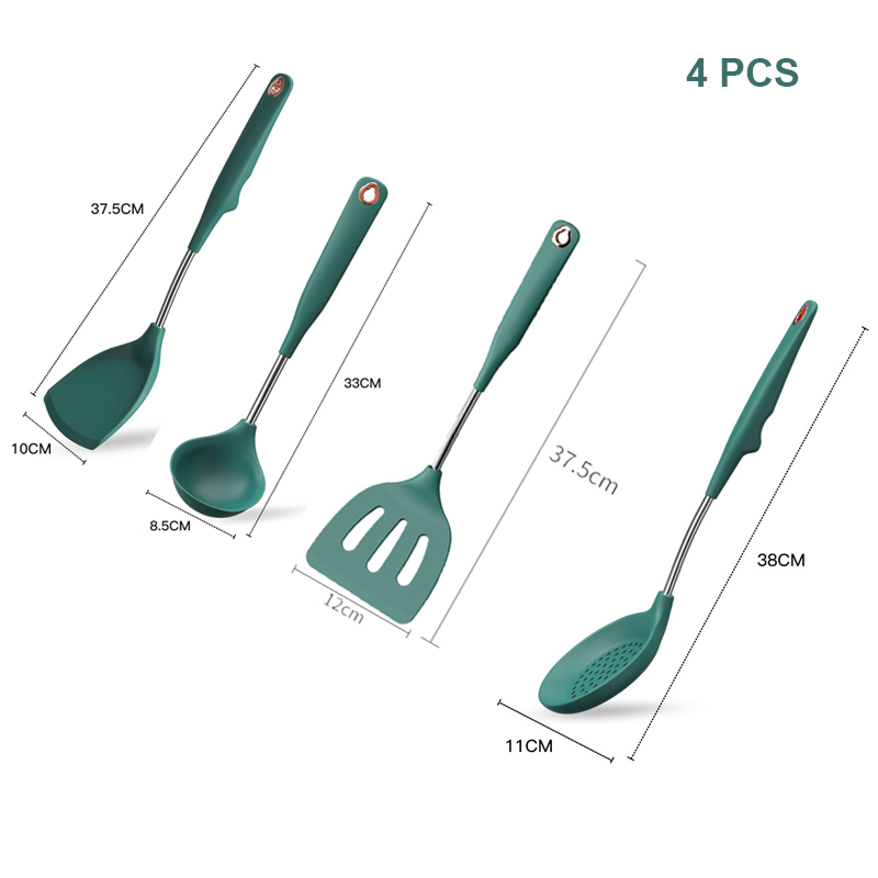 Nordic Silicone Spatula Set Cooking Utensil Set Heat-Resistant BPA-Free Eggs Pancakes Non-stick Cookware Kitchen Gadget Sets: 4 PCS
