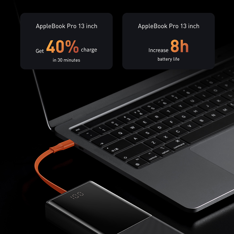 Baseus 65w power bank 20000mah com tipo c two-way cabo bateria externa para o telefone e notebook, três-port de carregamento rápido