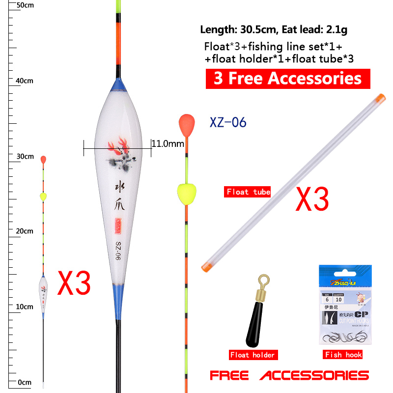 3 Stuks Drijvers Met Glijdende Kraal Staart + 3 Boei Buizen + 1 Vislijn Set + 1 Float Houder Nano Lake River Bobber Vissen Accessoires: Blauw