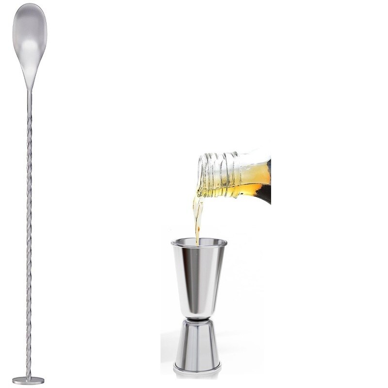 3PCS/PACK Cocktail Shaker Bar Set Accessories Martini Kit with Measuring Jigger and Mixing Spoon Stainless Steel Tool