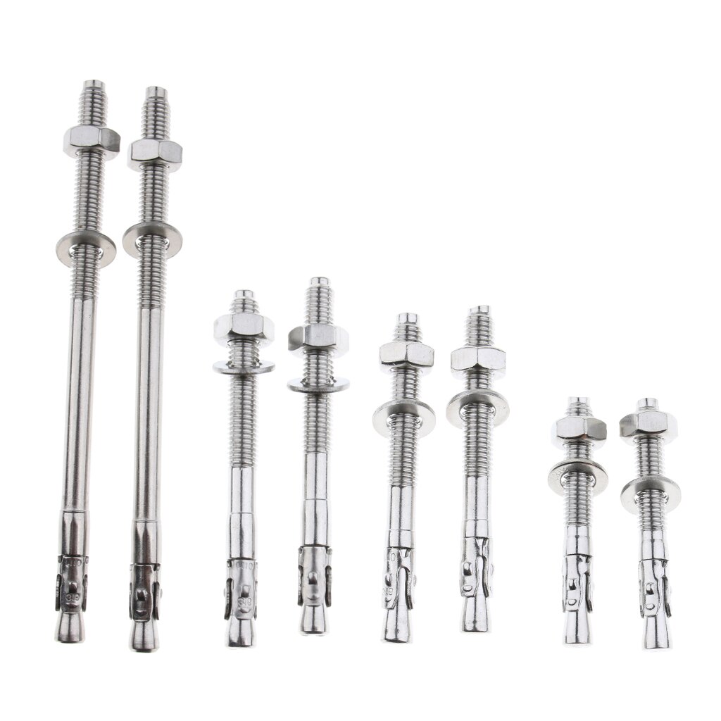 2pcs M10 Stainless Steel Expansion Bolts Sleeve Anchoring Climbing Arborist