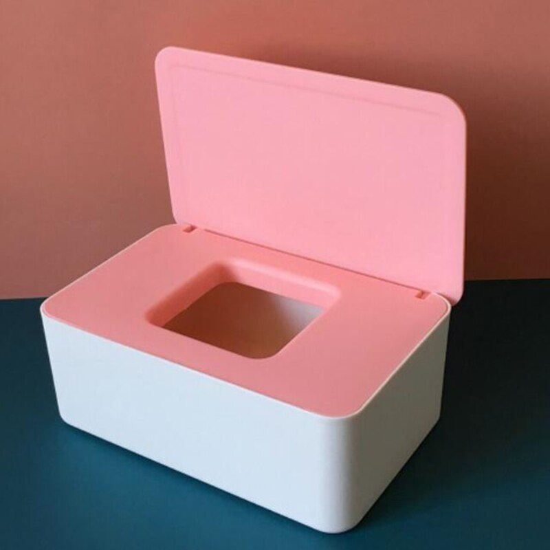 Natte Doekjes Dispenser Houder Met Stofdichte Cover Tissue Opbergdoos Voor Home Office Desktop Opslag Tissue Doos Masker Opbergdoos: White pink 1