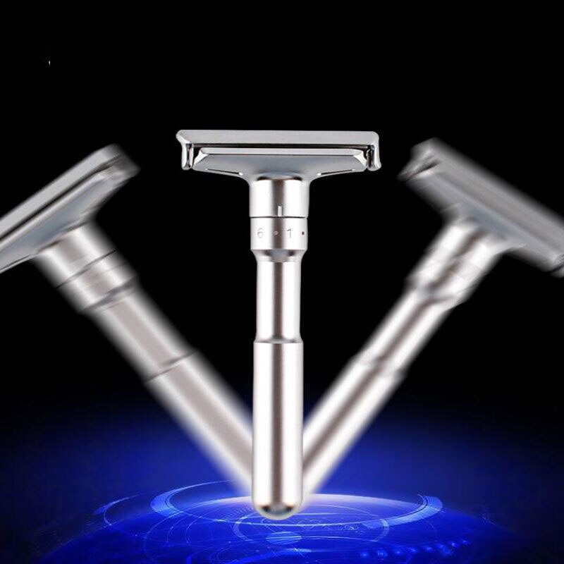 Adjustable Shaving Razor Men Double Edge Safety Razor Blades Mild to Aggressive 1-9 File Hair Removal 5 Blades suit