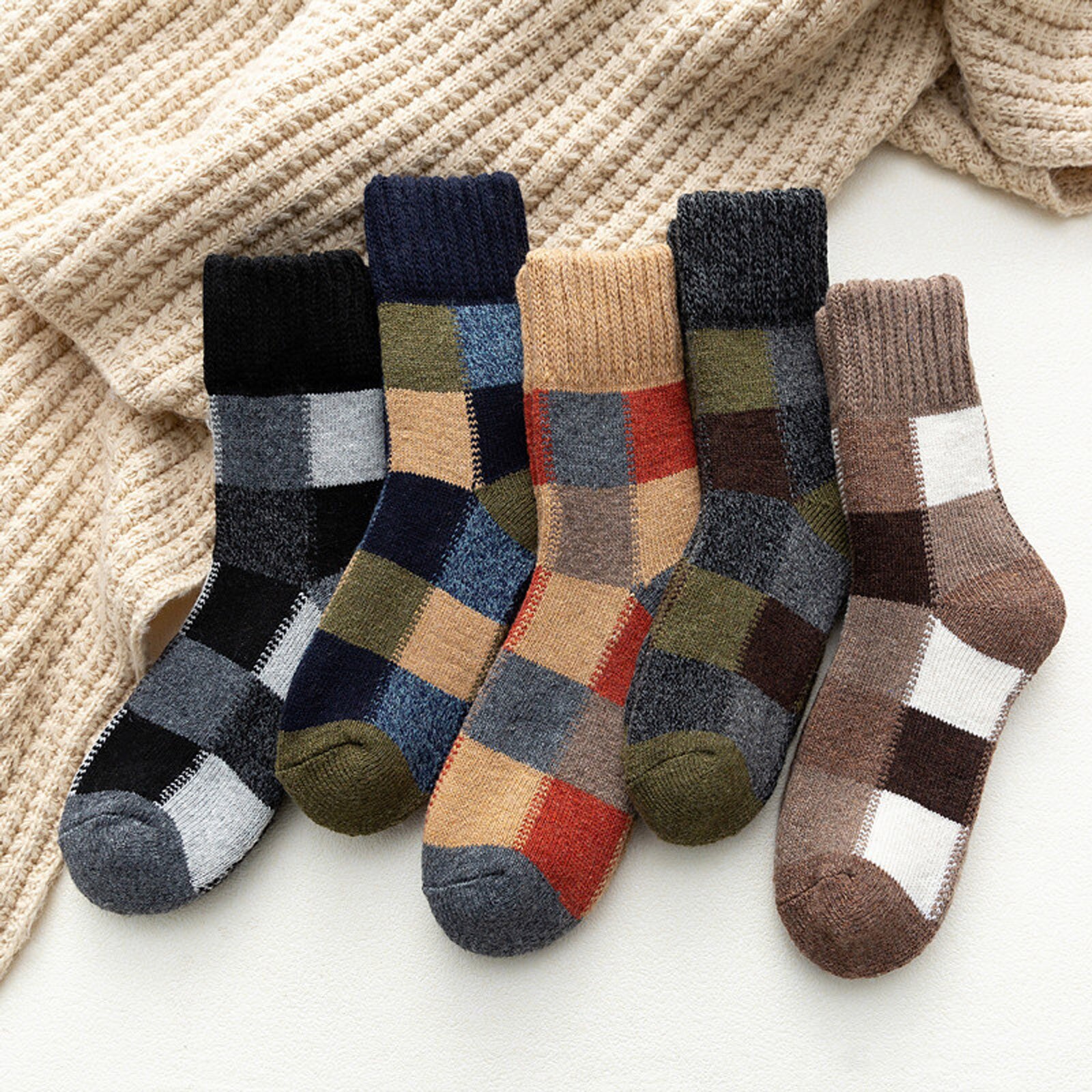 5 Pairs Womens Christmas Socks Winter Soft Warm Cold Knit Wool Sock Calcetines De La Mujer Harajuku Woman Socks Medias De Mujer