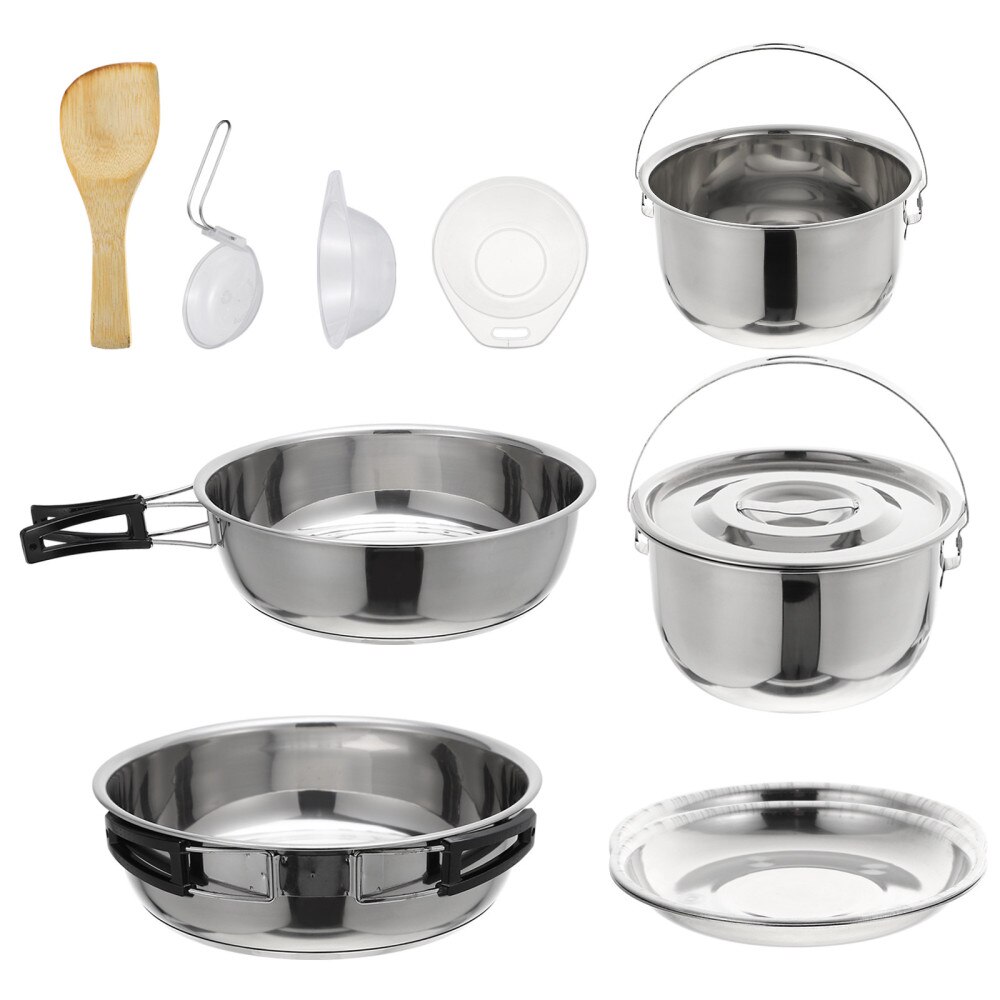 Camping Cookware Set - 6 Pieces Stainless Steel Outdoor Cooking Utensils for Hiking & Travel