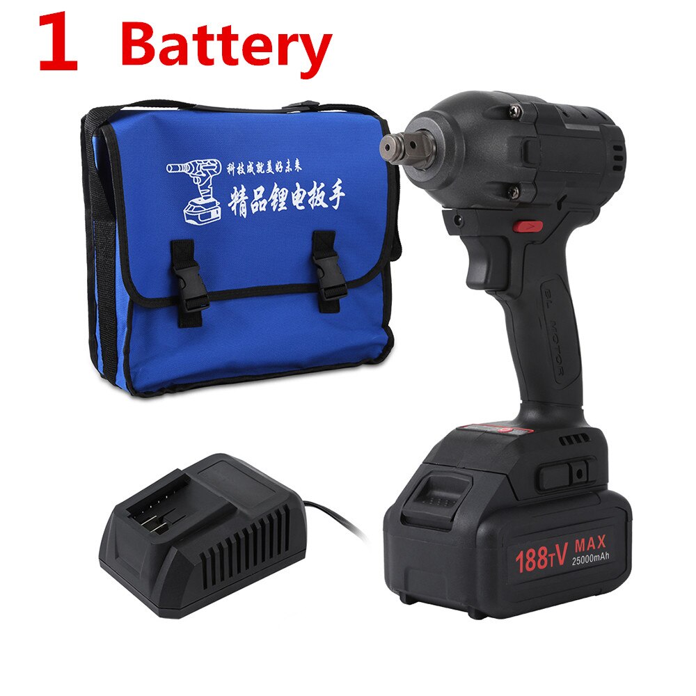 1/2" 21V 25000mAh Electric Rechargeable Brushless Impact Wrench Cordless Socket Wrench Power Tool Hand Drill Installation