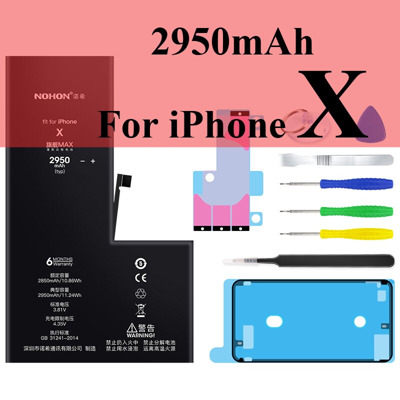 Nohon Battery For Apple iPhone 7 8 Plus 5s 5c X Xr Xs Max 7Plus 7P 8P iPhone7 1560-3360mAh Bateria +Tools For iPhone 5s 8 7 Plus