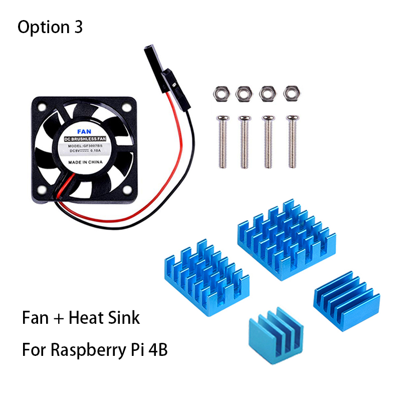 Raspberry Pi 4 Cooling Fan Aluminum Copper Heat Sink 3.3V 5V DC Brushless Cooler Radiators For Rasberry Pi4 Model B 2GB 4GB 8GB: Option 3