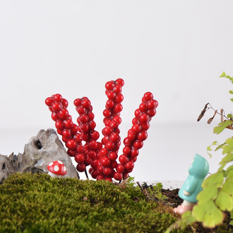 10 stk kunstig rød plante til miniatyrsukkulenter potteplanter