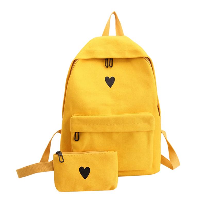 Lærred rygsæk simpel kærlighed indretning rygsæk til pige skole rejse shopping teenagere skole rygsæk (sort): Gul