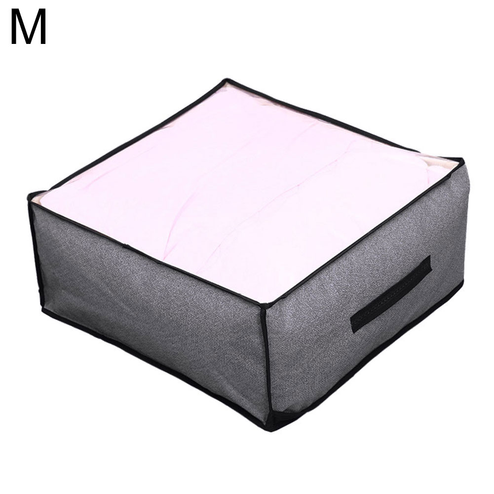 Non Woven Fabric Storage Bag Quilt Clothes Blanket Pillow Storage Organizer: Light Grey / M