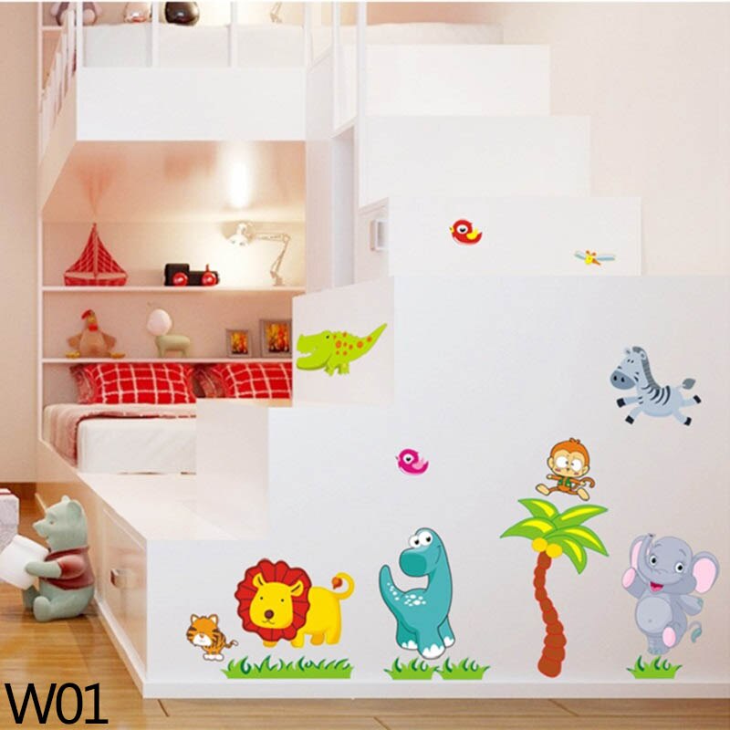 1 sæt dyr serie tegneserie dyr aftagelige vinyl wallstickers børn favoriserer baby shower drenge soveværelse søde kunst decals: W01