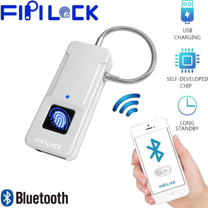 Fipilock Bluetooth Smart Keyless Vingerafdruk Slot Waterdicht Slot Met Vinger Print Security Touch Keyless Lock Usb Lading