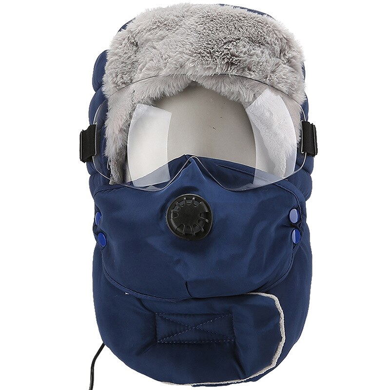 elektrische heizung kappe unisex Neue warm Deckel Winter Original Winter Hüte Wasserdichte Kapuze Hütte Mit Glas: Blau