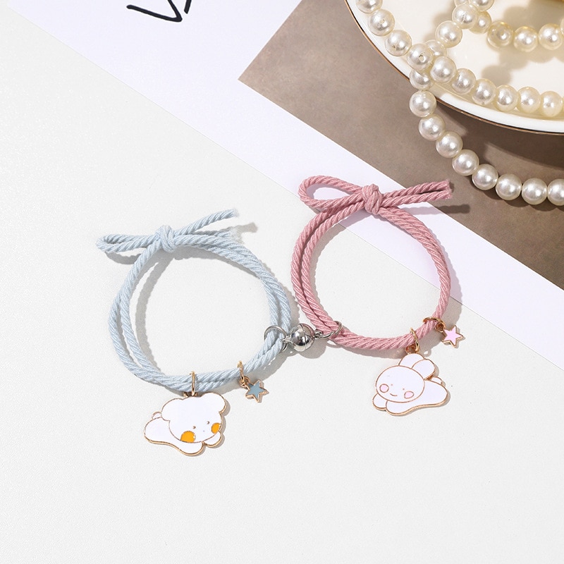 Romântico 2 pçs/set Ímã Pulseira Casal Bonito Do Cão Do Gato Pingente Braslet BFF Amigo Braclet Pulseras Brazalete Emparelhado Presente Para O Amor