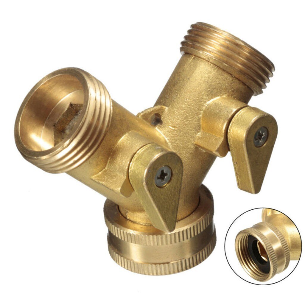 Garten Wasserhahn Adapter Alle-kupfer 3/4 "fest Durcheinander Zwei Weg Garten Tippen Stecker Adapter Schlauch Splitter Doppel Düse