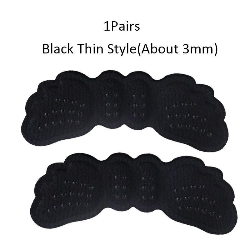 1 Paar Hoge Hak Inlegzolen Vlinder Aanpassen Grootte Hak Liner Grips Protector Sticker Hak Pad Voetverzorging Anti Hoogte Blijven hak Pads: Black Thin