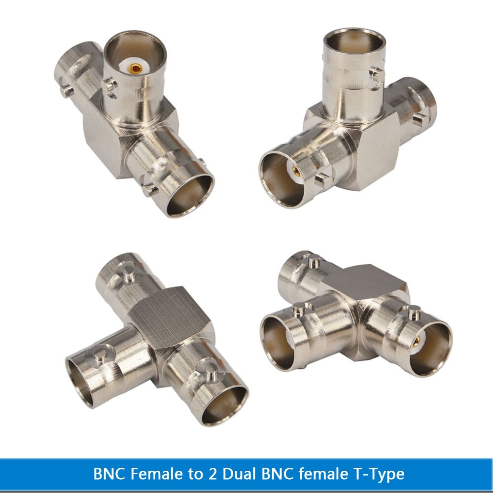 Bnc 3 Way Splitter Adapter Socket T-type Bnc Female Naar 2 Dual Bnc Nikkel Rf Video Coaxiale connector Voor Cctv Camera