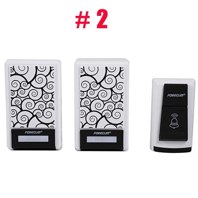 Wireless Doorbells Unique Pattern Door Bell W/ 1 Receiver/2 Receivers Waterproof Doorbell For Home Office 36 Tunes: Type 2