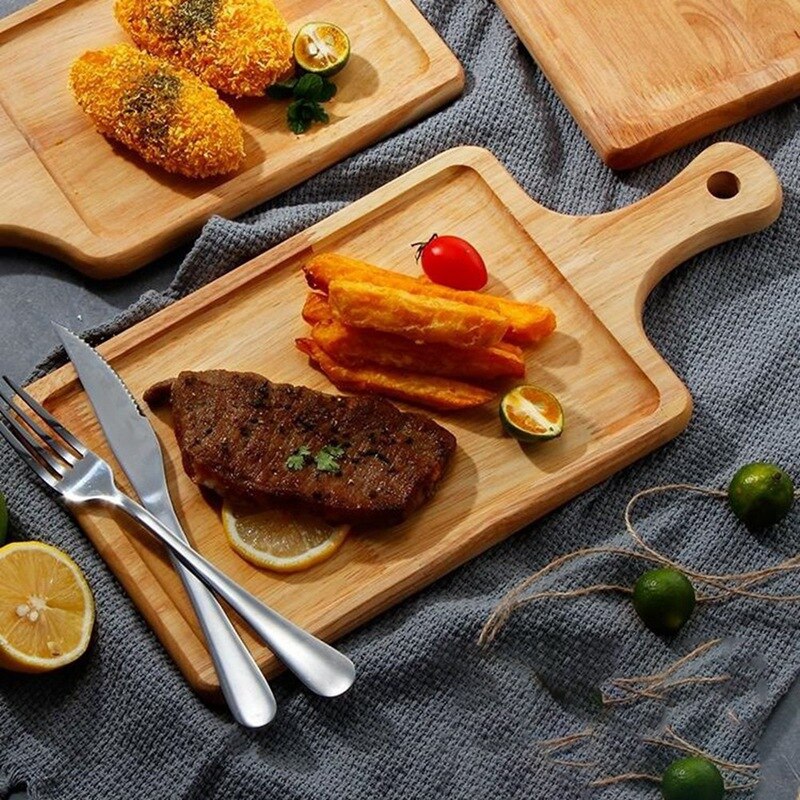 Wooden Pizza Board Tray Simple Steak Board Solid Wood Chopping Board Dishes Plate Tableware