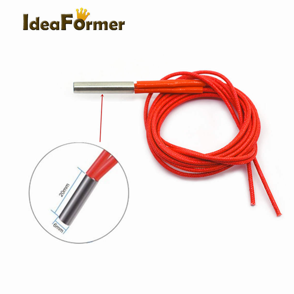 Calentador de cartucho para impresoras 3D, 12V/24V, 40W, 6x20mm, 1m, rojo, para extrusora MK Mendel Reprap, piezas de calor, accesorios para impresora 3D, 1 Uds.