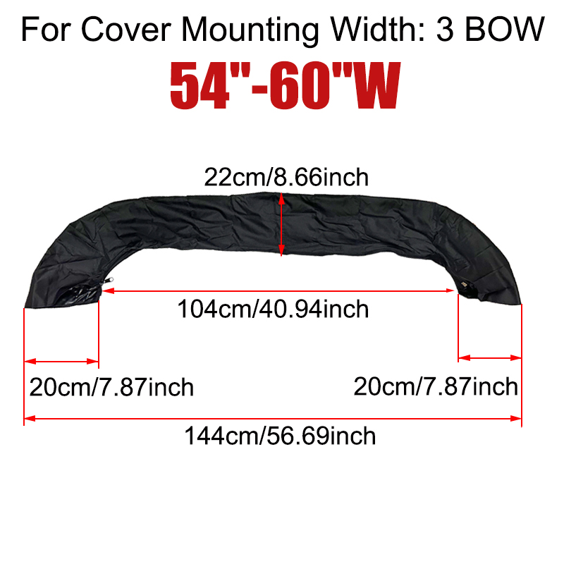 600D 3 BOW / 4BOW Bimini Top Boot Cover No Frame Boat Cover Waterproof Anti UV Boat Cover Dustproof Boat Accessories Black: black
