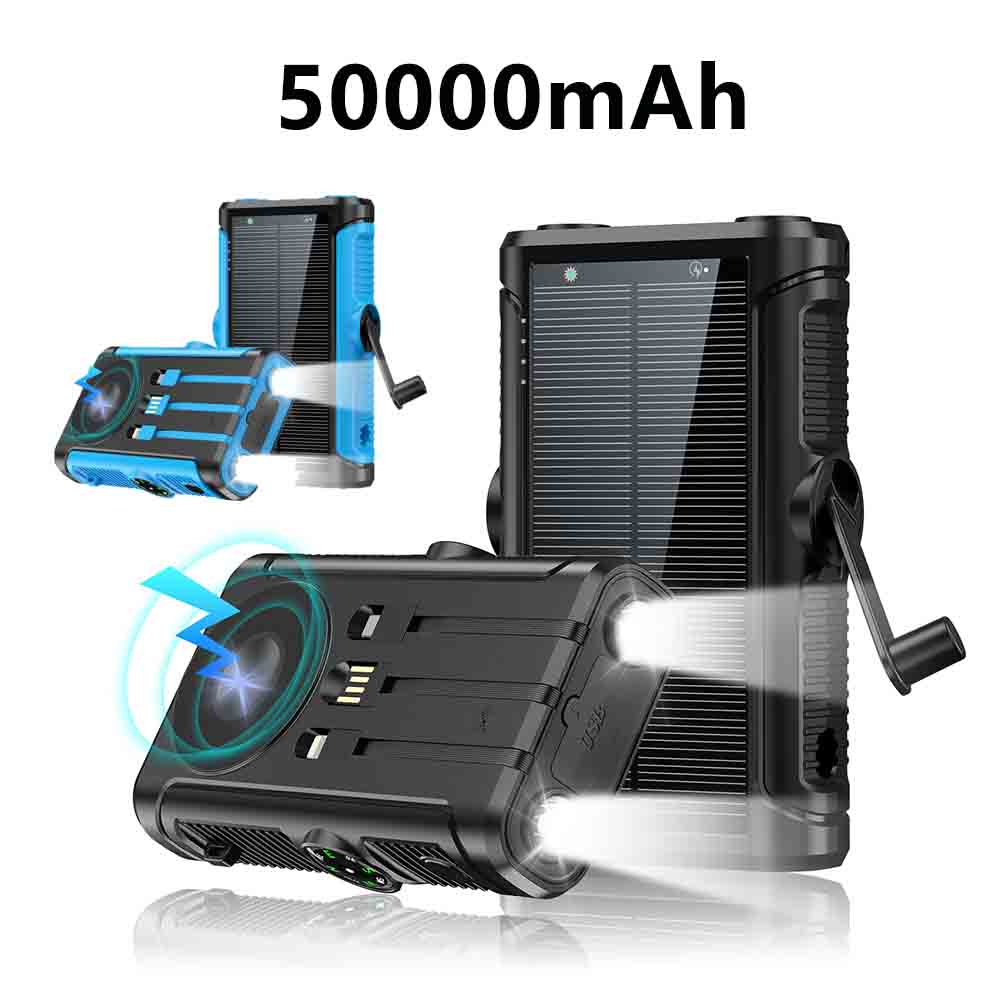 Banco de energía Solar de 50000mAh con Cable, manivela de carga, batería externa, cargador inalámbrico Magsafe de 22,5 W para IPhone