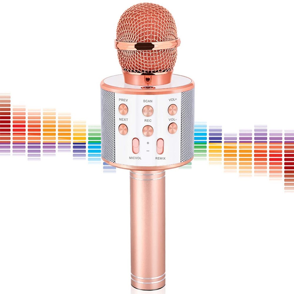 wireless bluetooth USB microphone condenser karaoke mic stand radio mikrofon studio recording studio Child's: Rose gold