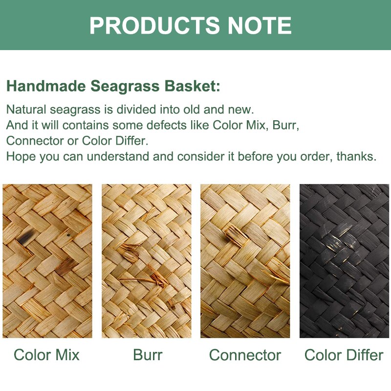 Cajas de almacenamiento tejidas a mano, cestas rectangulares de paja para almacenamiento de artículos cosméticos, juguetes, cesta, contenedor, organización del baño para el hogar