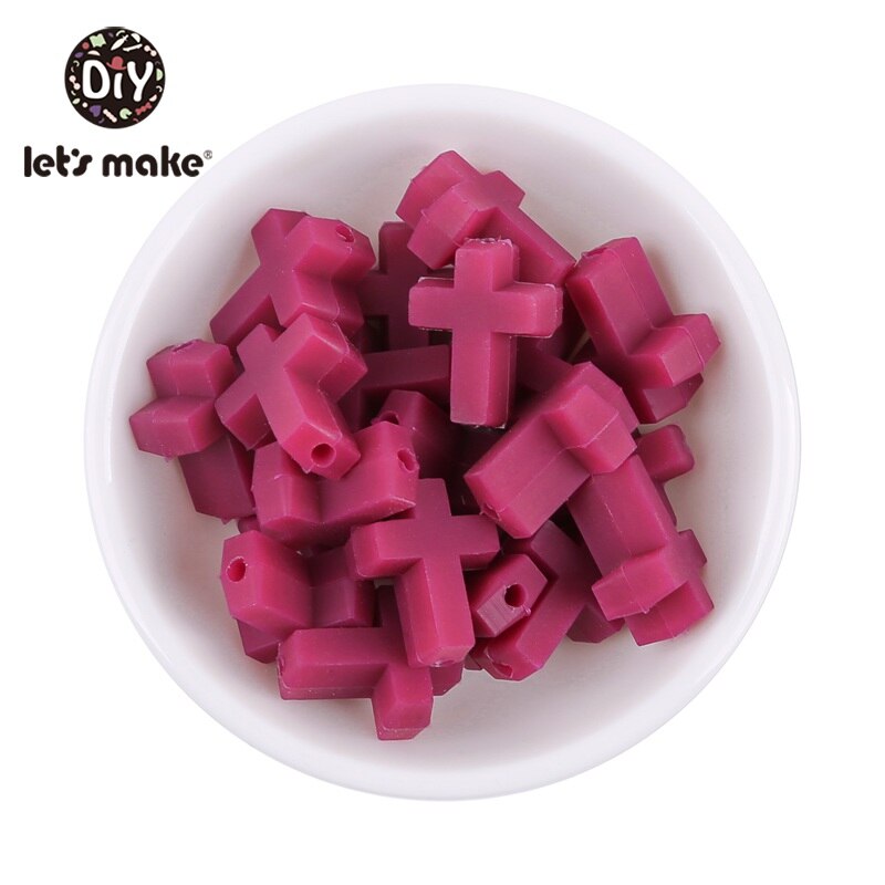 Let's Make-anneau de dentition en Silicone | 50 pièces, petites perles croisées de alimentaire, anneau de dentition de dessin animé, jouet bricolage, perles artisanales pour bébé: 5