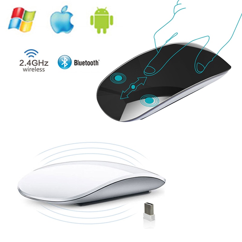 Apple Style Magic Touch Bluetooth 3.0 Wireless Mouse Ergonomic Slim Arc Mice USB 2.4G Wireless Gaming Mouse for Laptop Mac PC