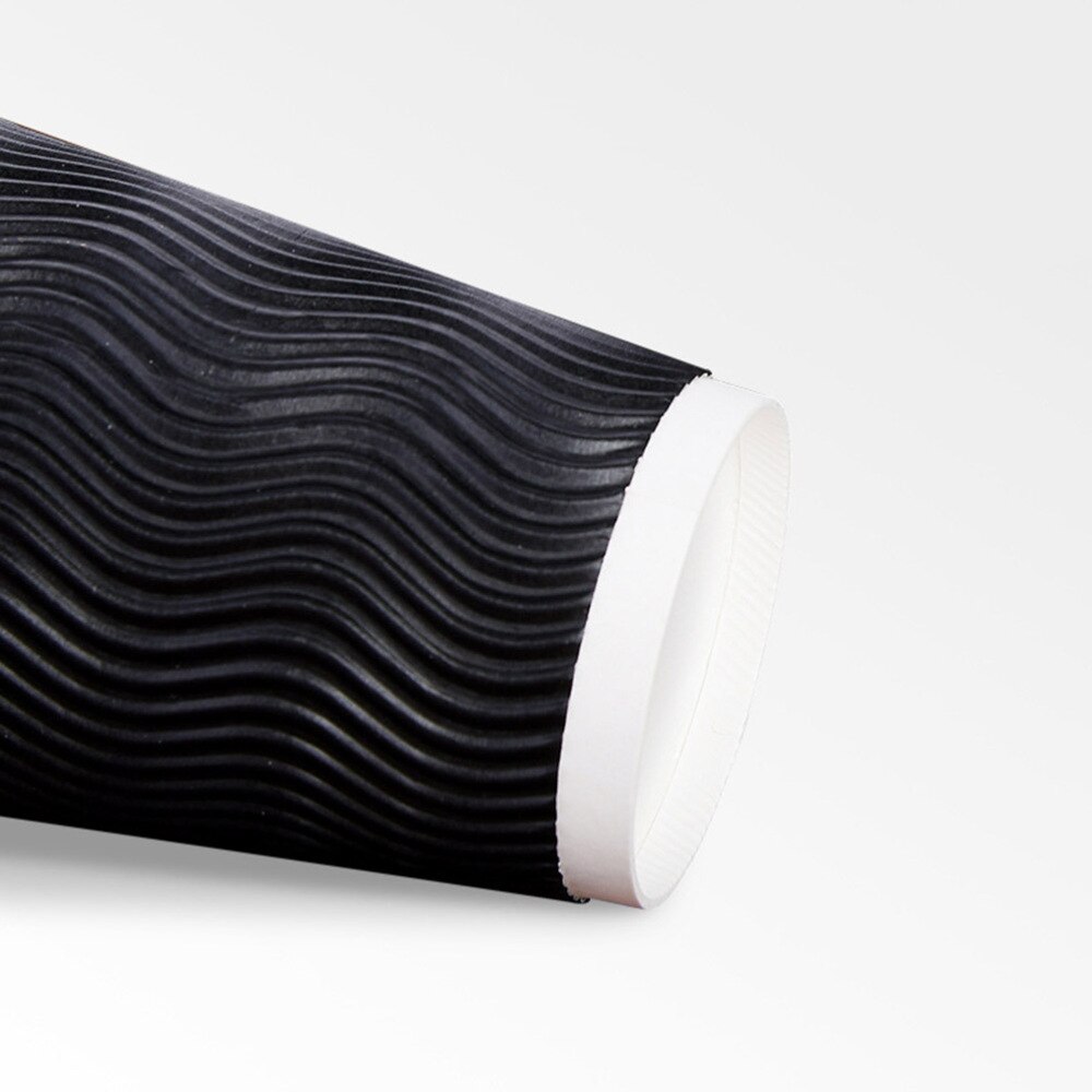 50pcs Disposable Coffee Cups Insulation Takeaway Threaded Paper Cup 8oz Black