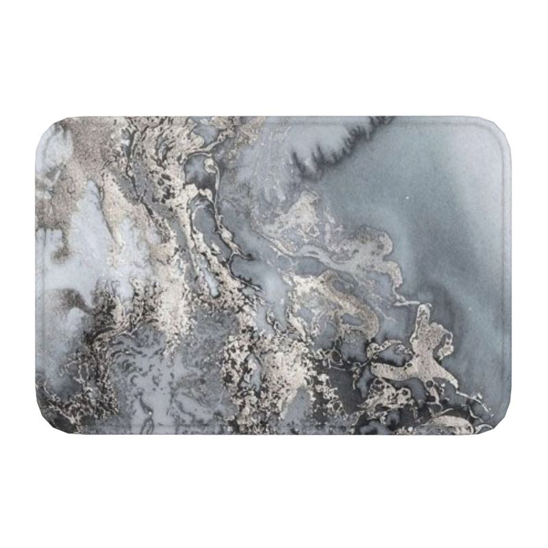 Tappetino per porta in marmo nero fumé, antiscivolo, con texture astratta, bagno, cucina, garage, 40 x 60 cm, ingresso soggiorno