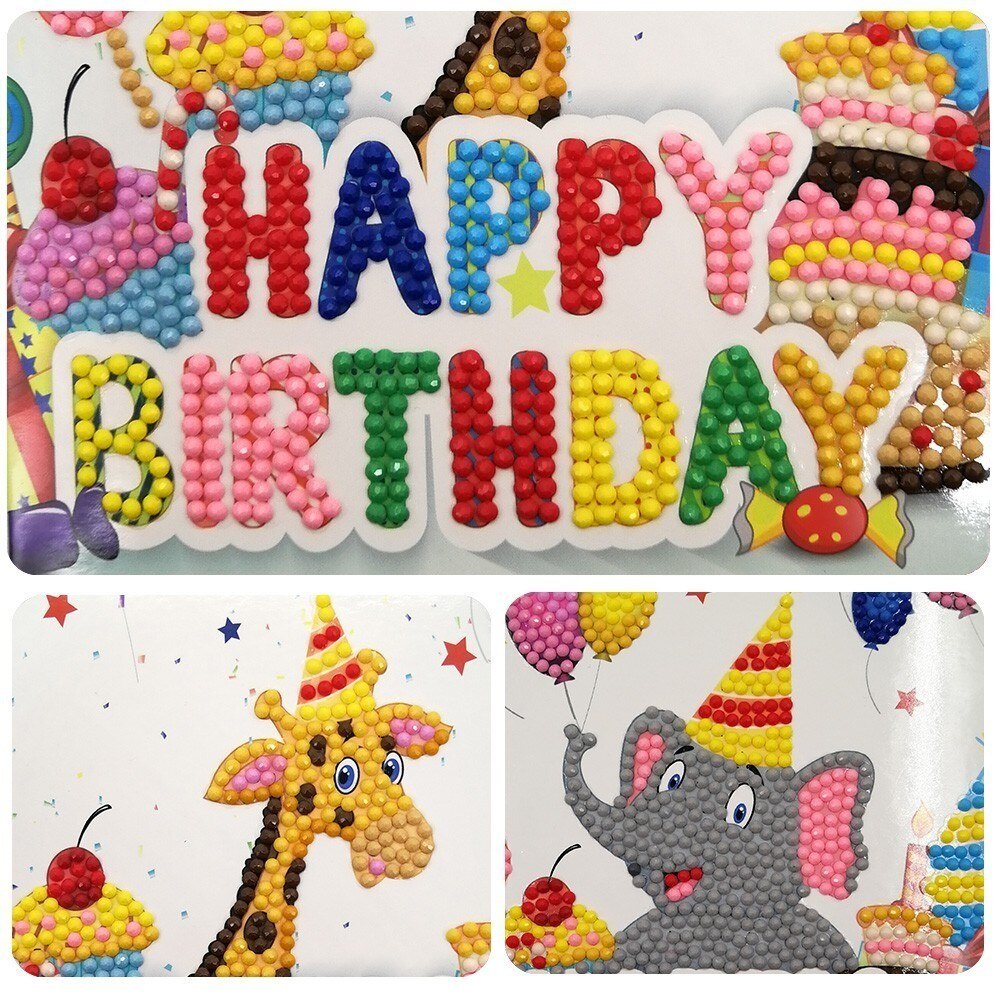 DIY Happy Birthday Greeting Cards Diamond Painting Diamond Embroidery Children's Handmade DIY Birthday