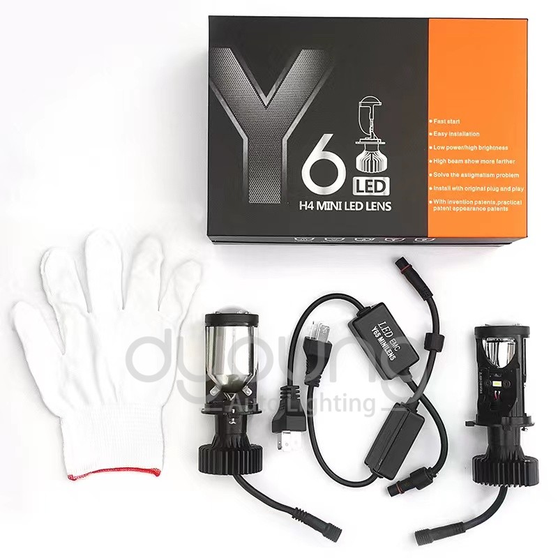 Y8 H4 LED Headlights car H4 Mini Projector Lens 6000K Super Bright 30000LM High Low Beam Auto led lights DC9-32V: army green / Blue