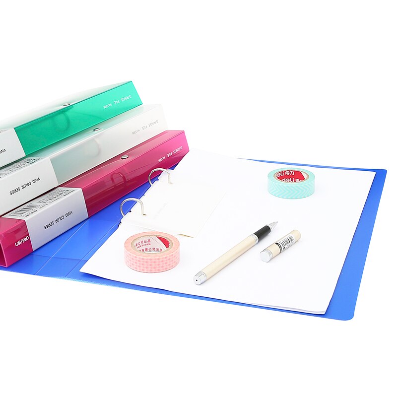 Deli plastic folder document folders transparent and colorful A4 fresh double-hole double perforation