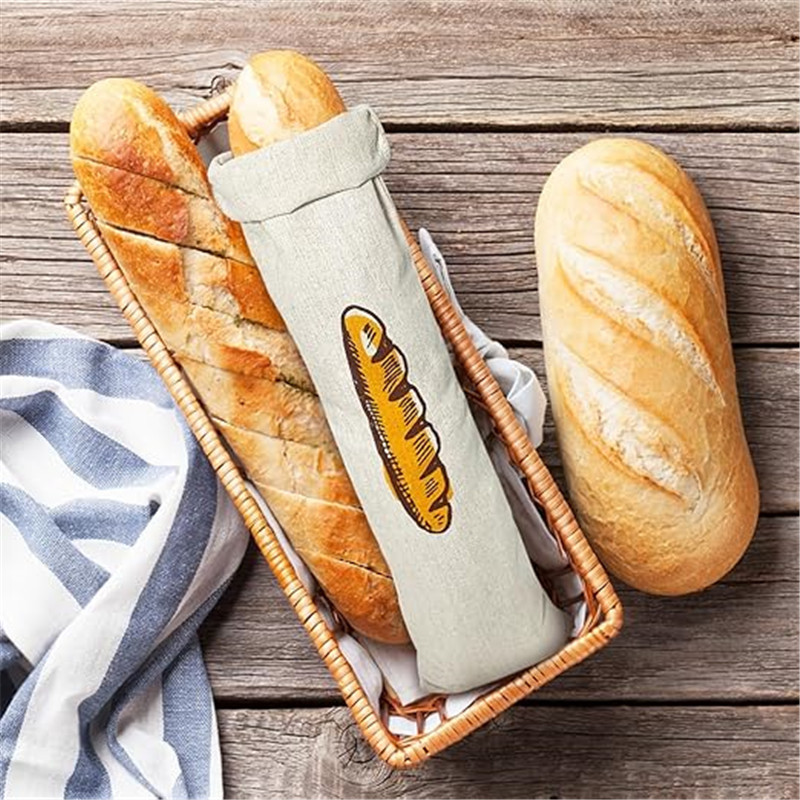 Bolsas reutilizables de lino con cordón para pan, organizador de cocina, gran almacenamiento lavable, accesorios de comida para el hogar, sin blanquear