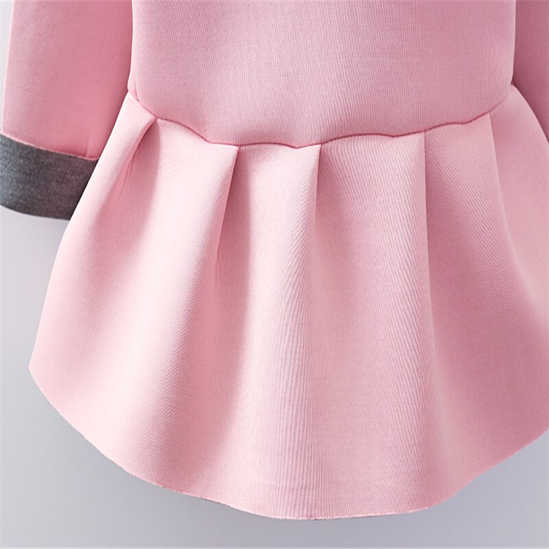 Warme herfst winter babymeisje konijnenoren lange mouwen hoodies jas ruches rits jas bovenkleding katoenen outfits kleding