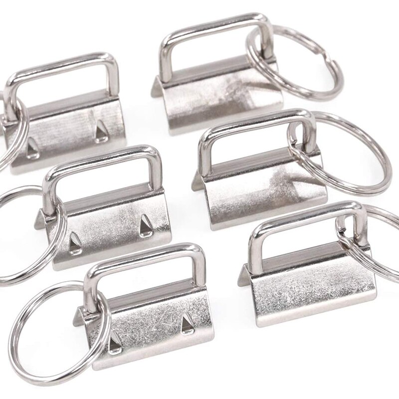 Jfbl 45 stk sølv 1 tommer nøglering hardware med nøglering sæt, perfekt til taske armbånd med stof / bånd / bånd