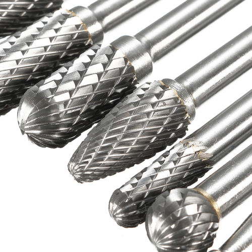 8 pièces 1/4 ''tige Double coupe carbure fraise rotative fraise à découper