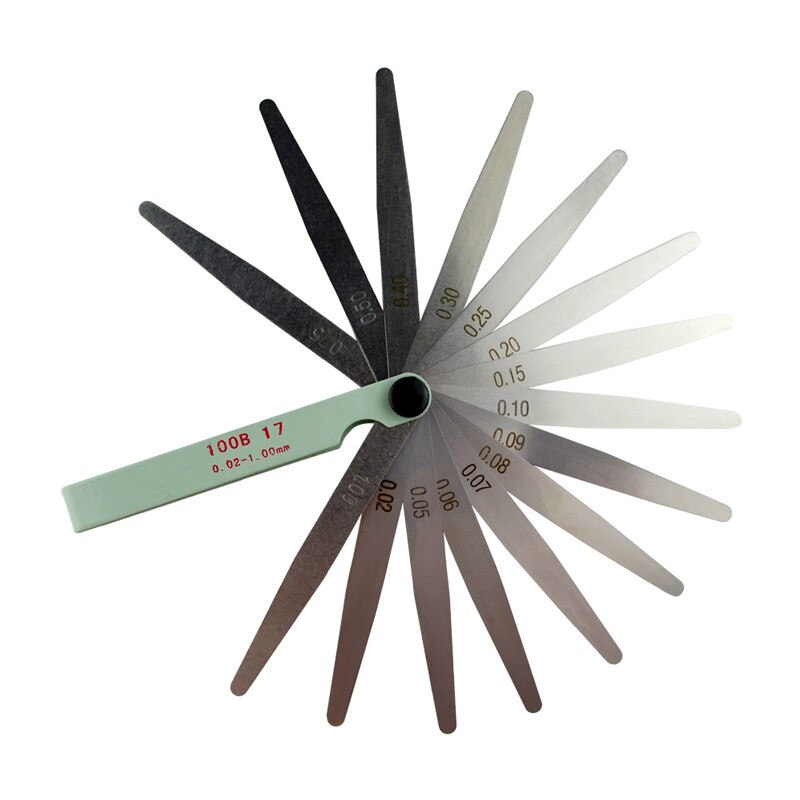 Motorcycle Parts 0.02mm to 1mm 17 Blade Thickness Gap Metric Filler Feeler Gauge Measure Tool 100B 200A 300A